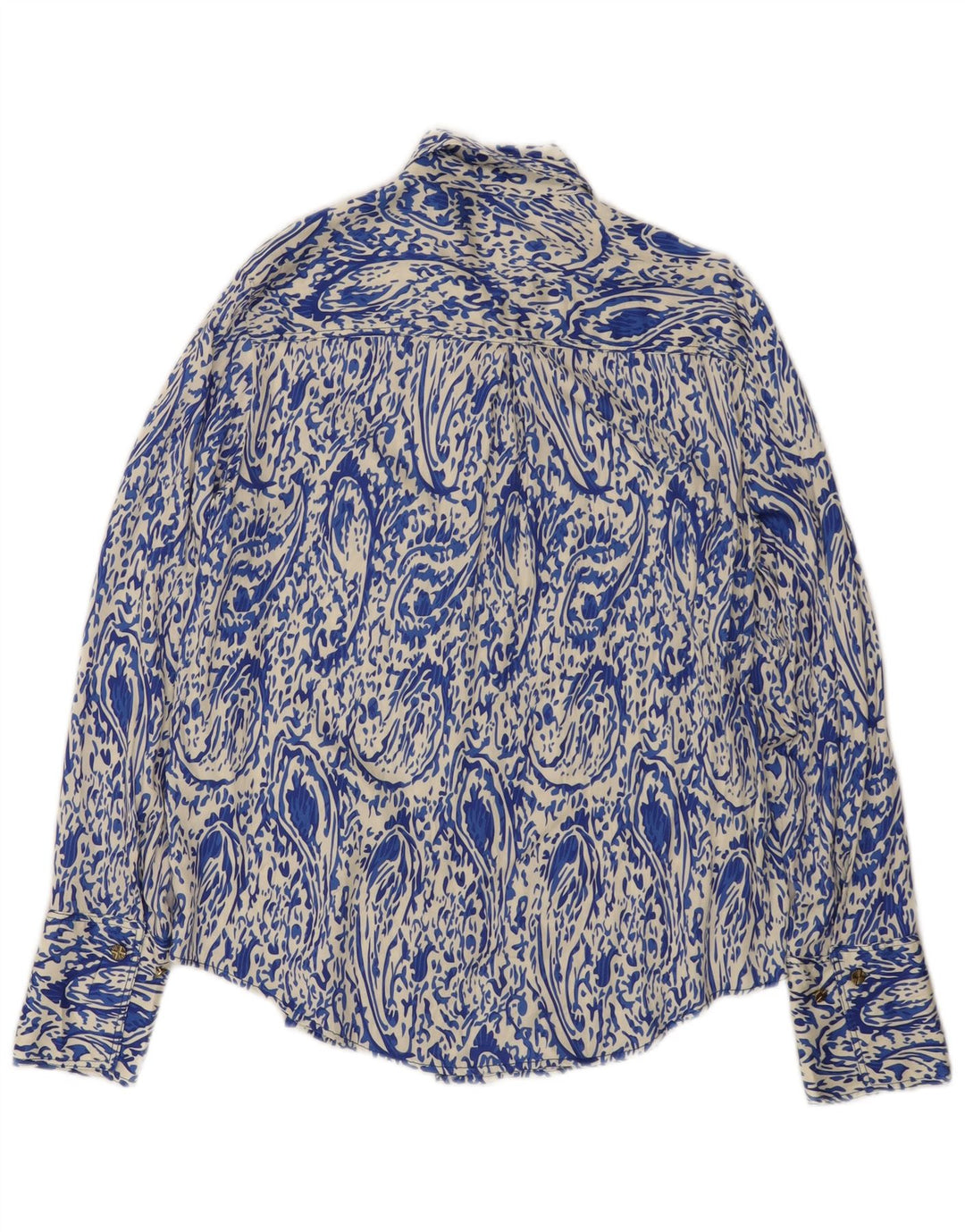 Zara Damen-Hemd mit lockerer Passform, UK 10, kleines blaues Paisleymuster