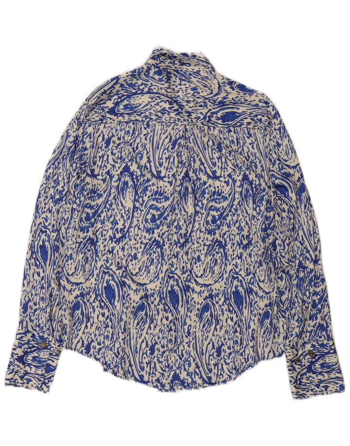 Zara Damen-Hemd mit lockerer Passform, UK 10, kleines blaues Paisleymuster