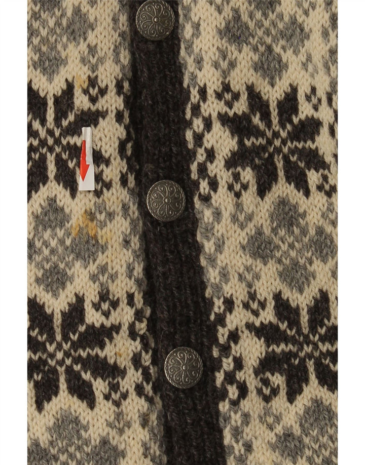 Vintage Herren Cardigan Pullover Klein Grau Fair Isle
