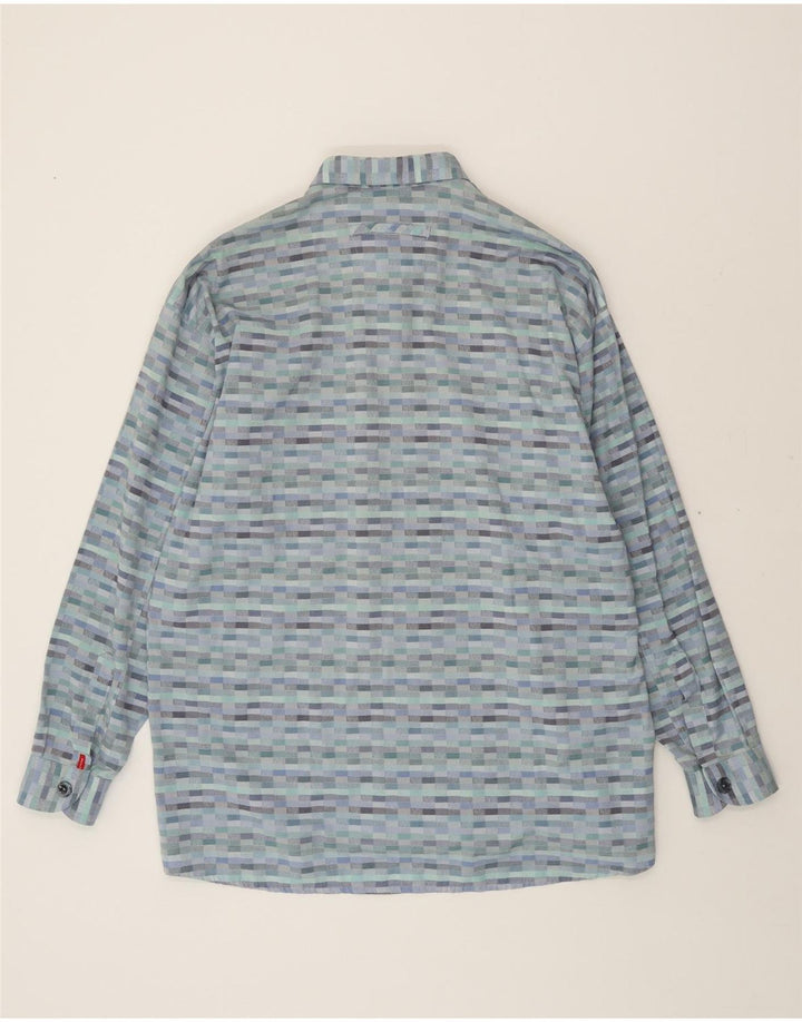 SIGNUM Mens Shirt Large Blue Geometric Vintage Signum and Second-Hand Signum from Messina Hembry 