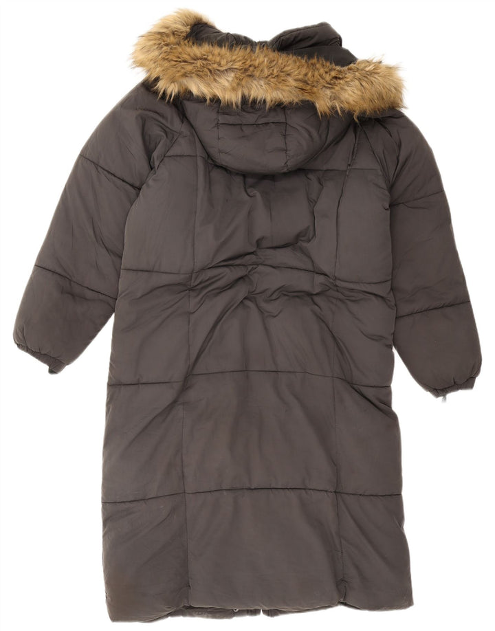 Zara Damen-Kapuzen-Übergröße, gepolsterter Mantel, UK 6, XS, Grau, Polyester