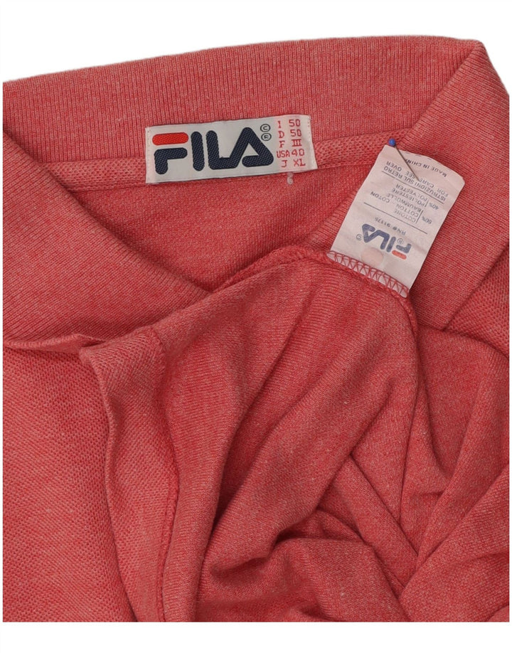 Fila Herren Poloshirt IT 50 Mittelrot gefleckte Baumwolle