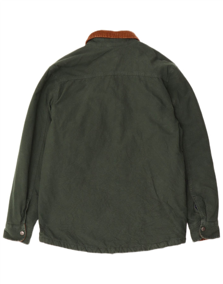 Lands End Herren Holzfällerhemd UK 36 Small Khaki Colourblock Baumwolle