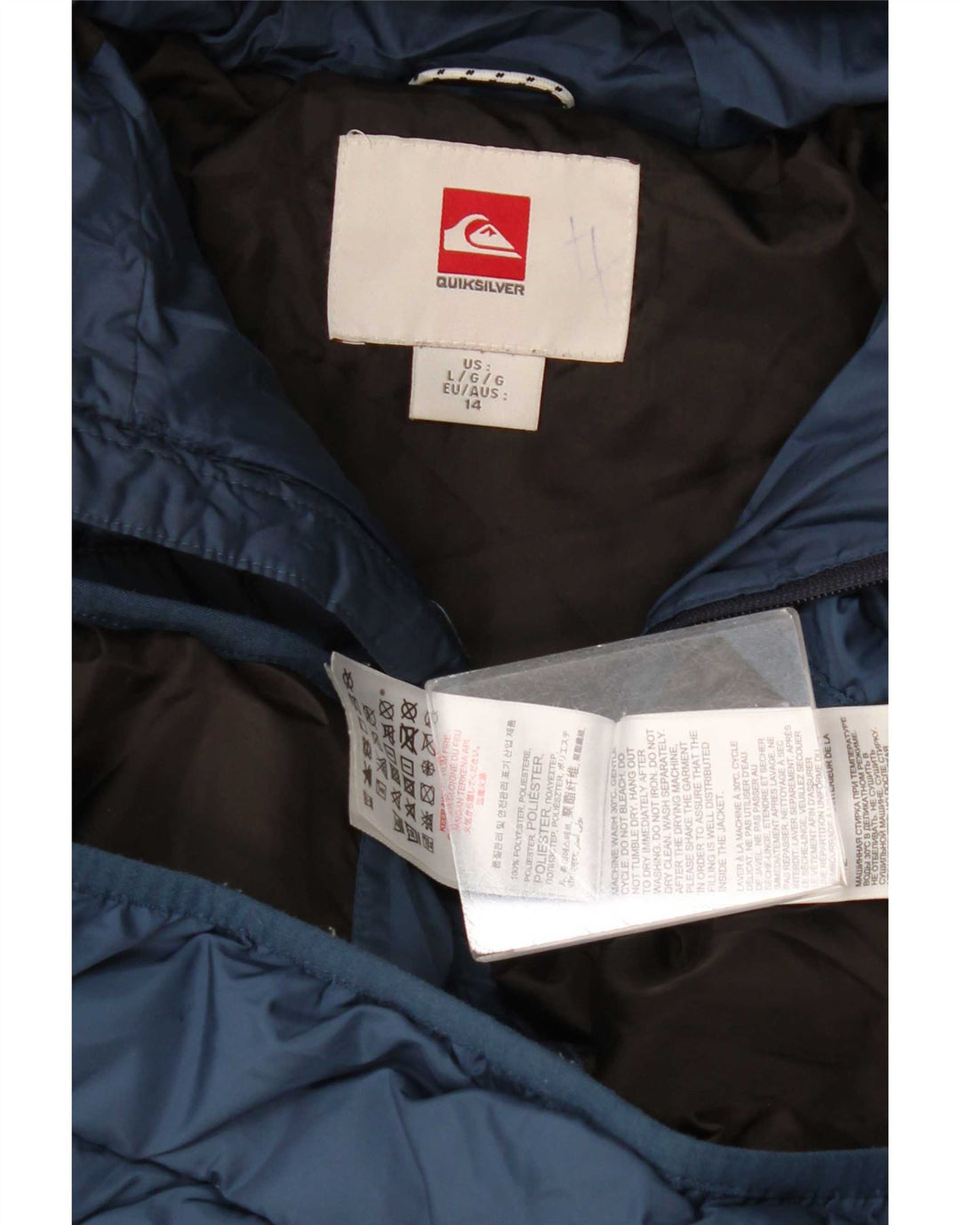 Quiksilver Jungen-Jacke mit Kapuze, gepolstert, 13–14 Jahre, groß, marineblau, Polyester