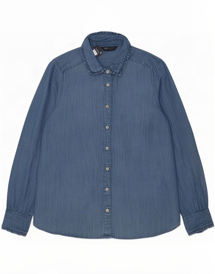 Marks & Spencer Damen Jeanshemd UK 16 Large Blue Lyocell