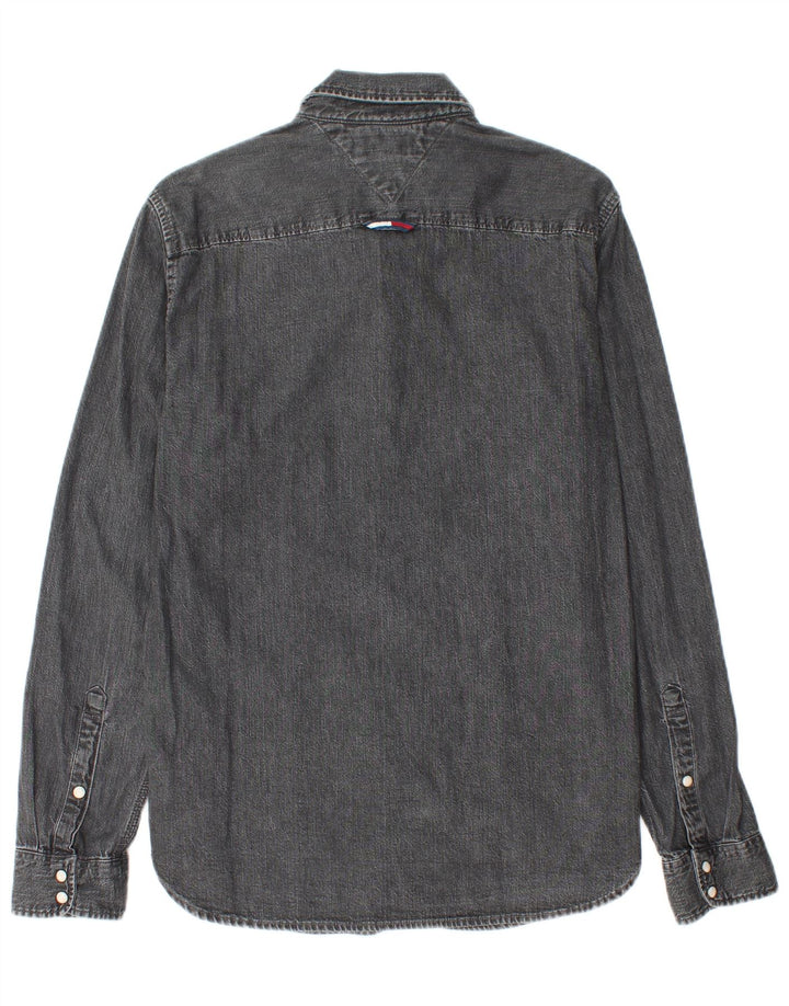 Tommy Hilfiger Herren-Jeanshemd mit normaler Passform, kleine graue Baumwolle