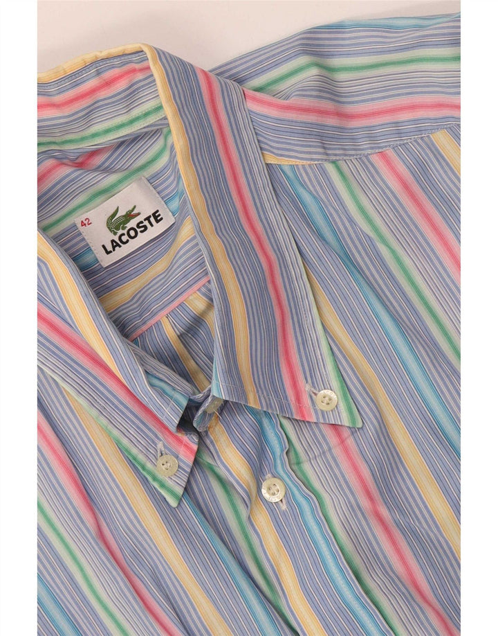 Lacoste Herren-Kurzarmhemd, Größe 42, groß, mehrfarbig gestreift