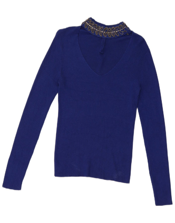 Oasis Damen Crop Top UK 8 Small Blaue Viskose