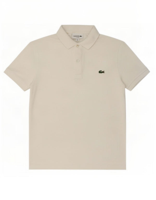 Lacoste Herren-Poloshirt in schmaler Passform, Größe 3, klein, weiße Baumwolle