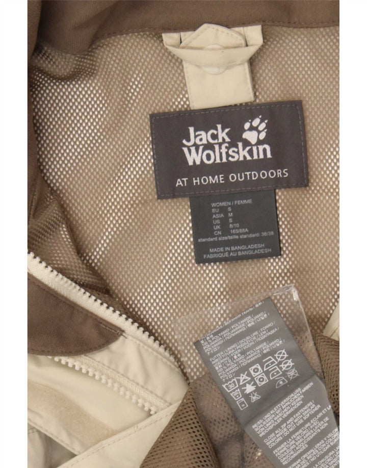 Jack Wolfskin Damen Regenjacke mit Kapuze UK 8/10 Small Beige Polyamid