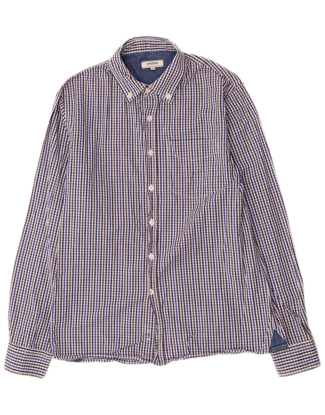 Geox Herren Respira Hemd Mittelblau Gingham
