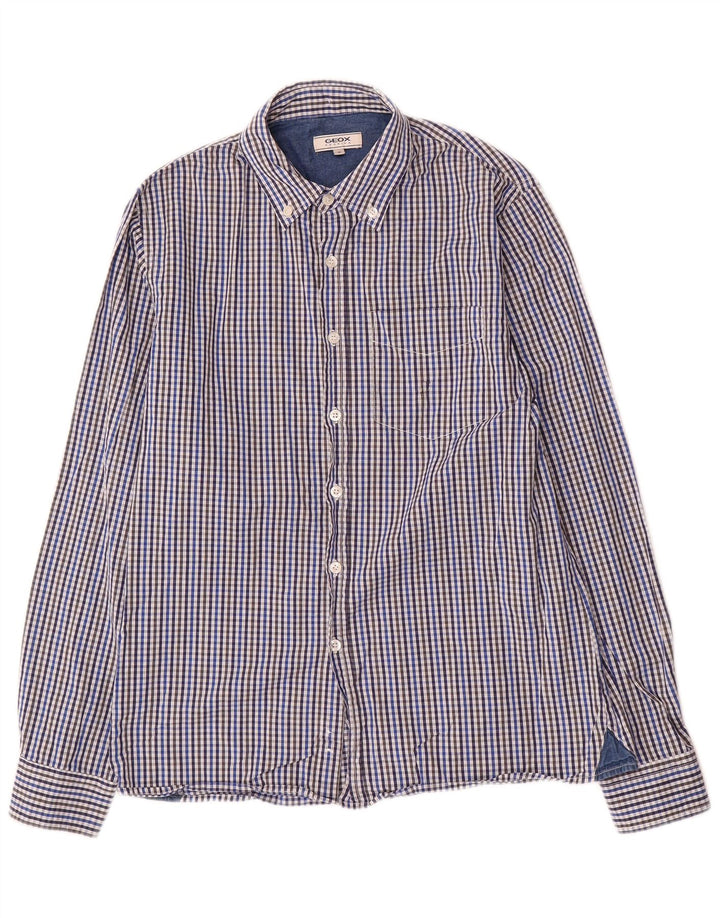 Geox Herren Respira Hemd Mittelblau Gingham