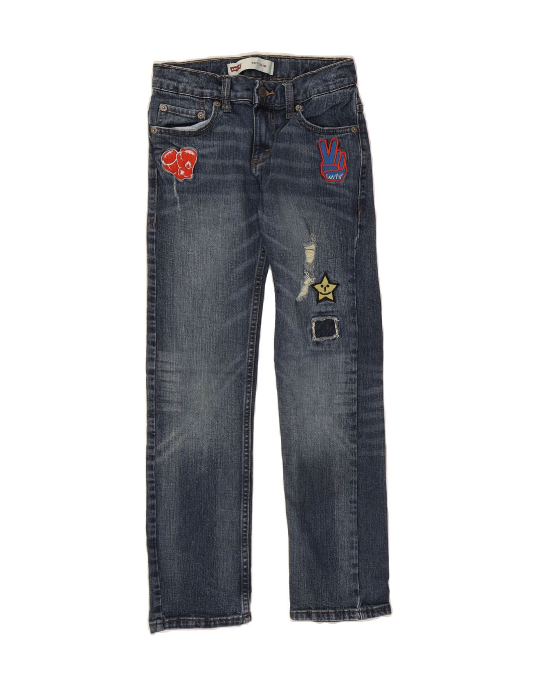 LEVI'S Boys 511 Distressed Slim Jeans 9-10 Years W25 L27 Blue Cotton Vintage Levi's and Second-Hand Levi's from Messina Hembry 
