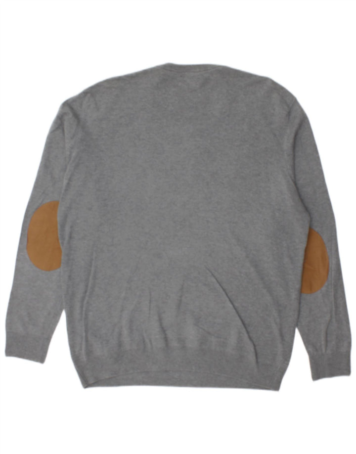 ZARA Herren-Pullover mit Rundhalsausschnitt, XL, graue Baumwolle