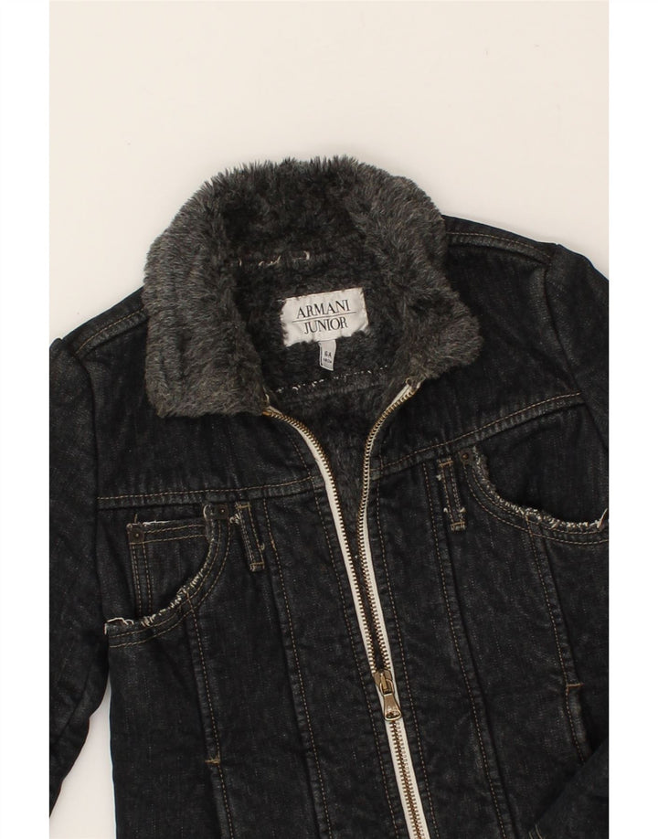 ARMANI JUNIOR Girls Sherpa Denim Jacket 5-6 Years Grey Cotton Vintage Armani Junior and Second-Hand Armani Junior from Messina Hembry 