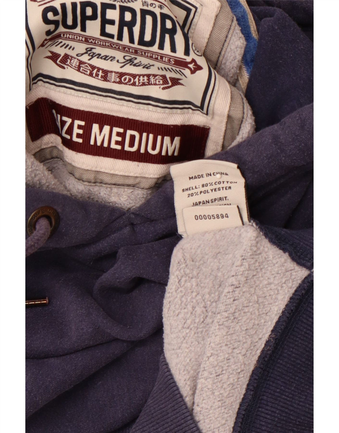 SUPERDRY Herren-Kapuzenpullover mit grafischem Muster, mittelmarineblaue Baumwolle