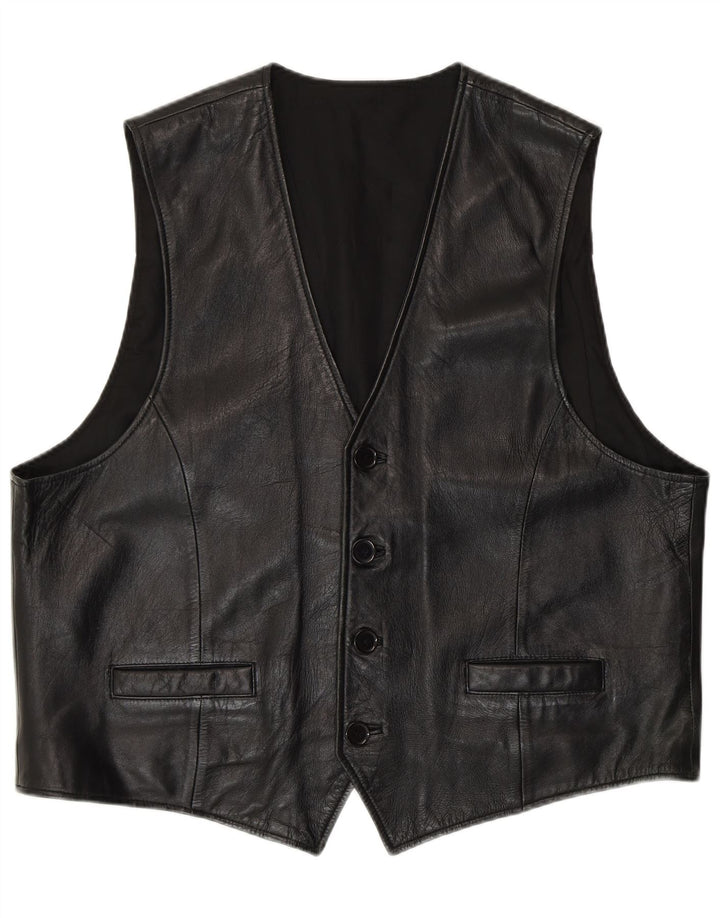 C&A Herren Lederweste XL Schwarzes Leder