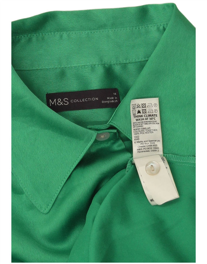 Marks & Spencer Damenhemd UK 14 Large Grün Polyester