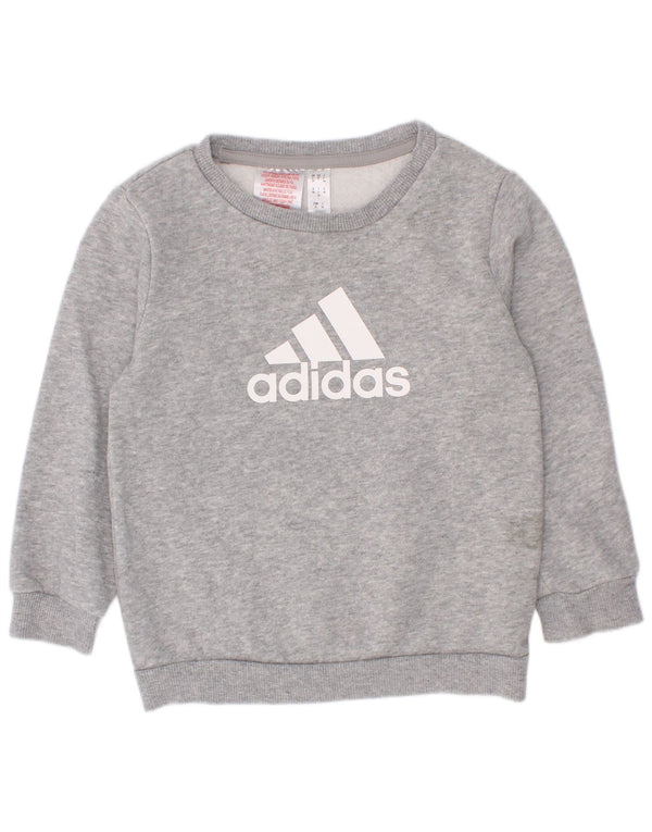 Adidas Jungen Grafik-Sweatshirt-Pullover, 2–3 Jahre, grau gefleckte Baumwolle