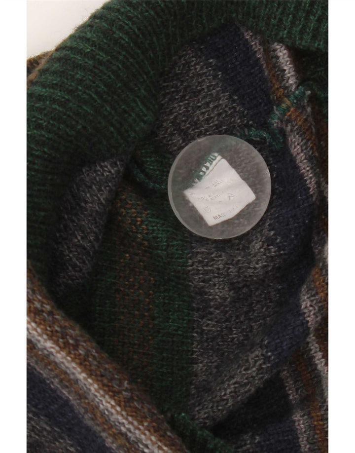 Vintage Herren ärmelloser Cardigan Pullover Medium Mehrfarbig gestreift Wolle