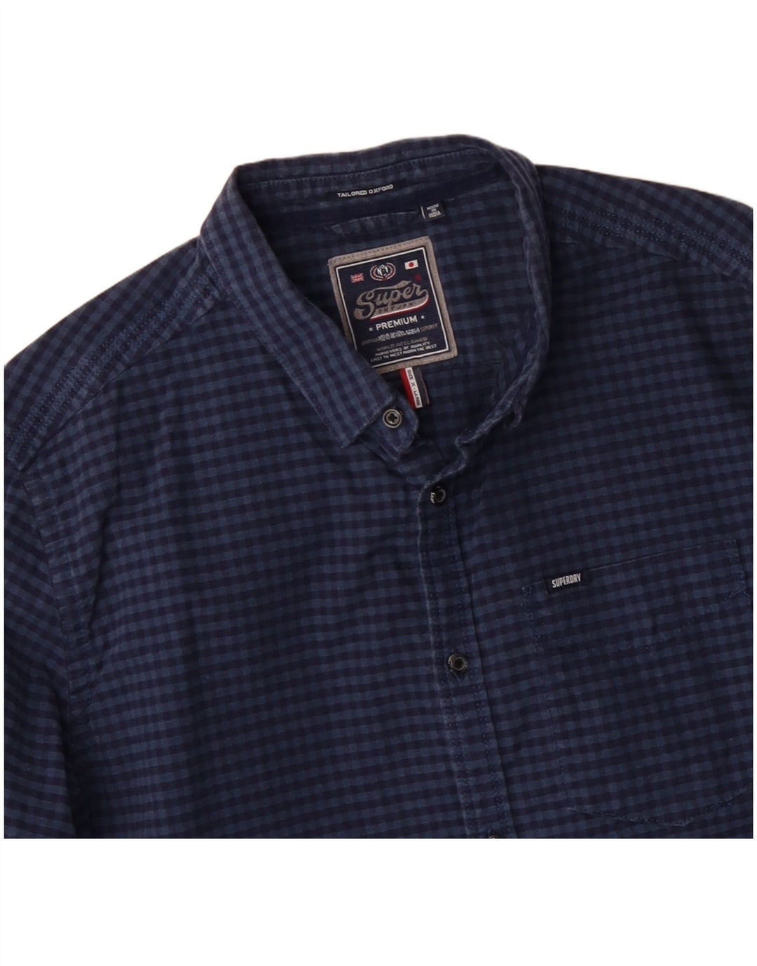 SUPERDRY Herrenhemd XL Marineblau Gingham