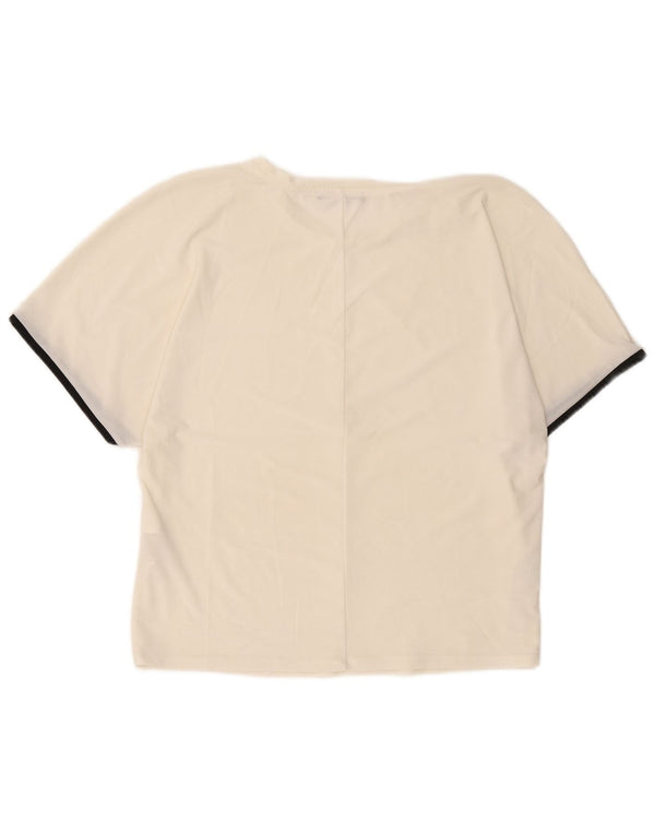 Zara Damen T-Shirt Top UK 14 Medium Off White Polyester