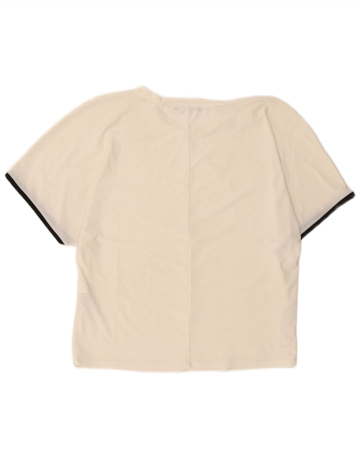 Zara Damen T-Shirt Top UK 14 Medium Off White Polyester