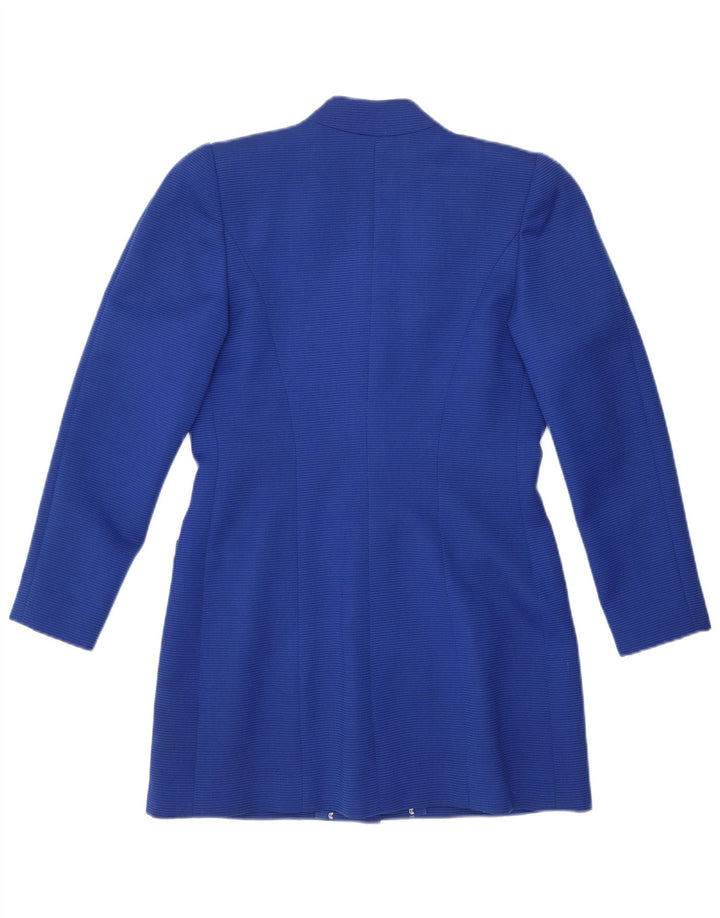 Vintage Damen Longline 4-Knopf-Blazerjacke UK 12 Mittelblau