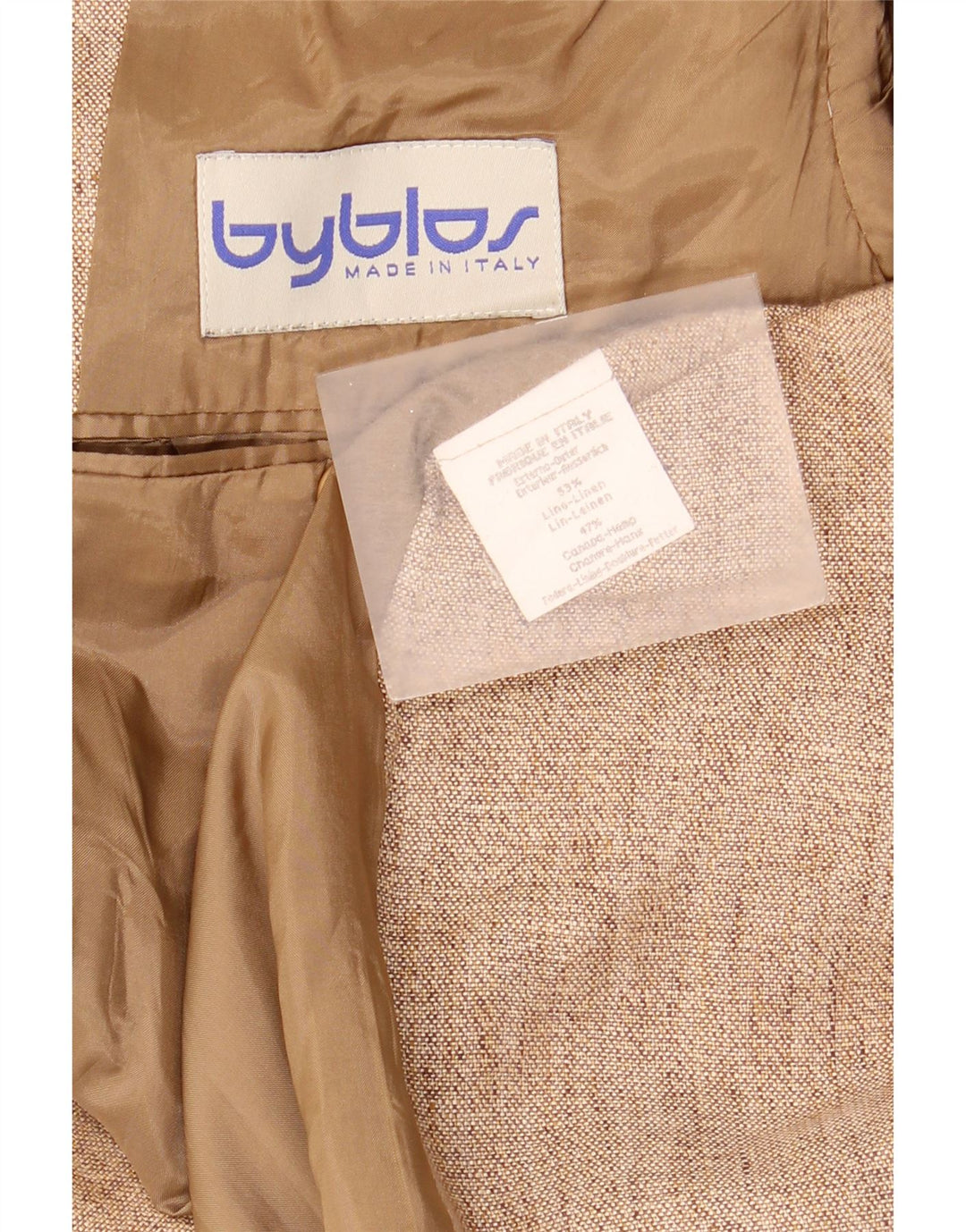 Byblos Herren-Blazer mit 3 Knöpfen, UK 38, mittelbeigeiges Leinen