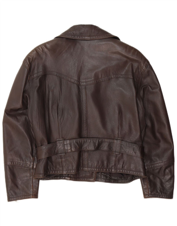 Vintage Damen Leder Bikerjacke EU 40 Mittelbraunes Leder