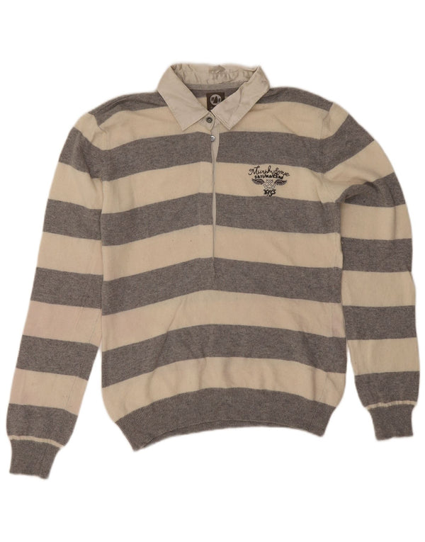 Murphy & Nye Damen-Pullover mit Polokragen, Gr. 14, Größe L, grau gestreift