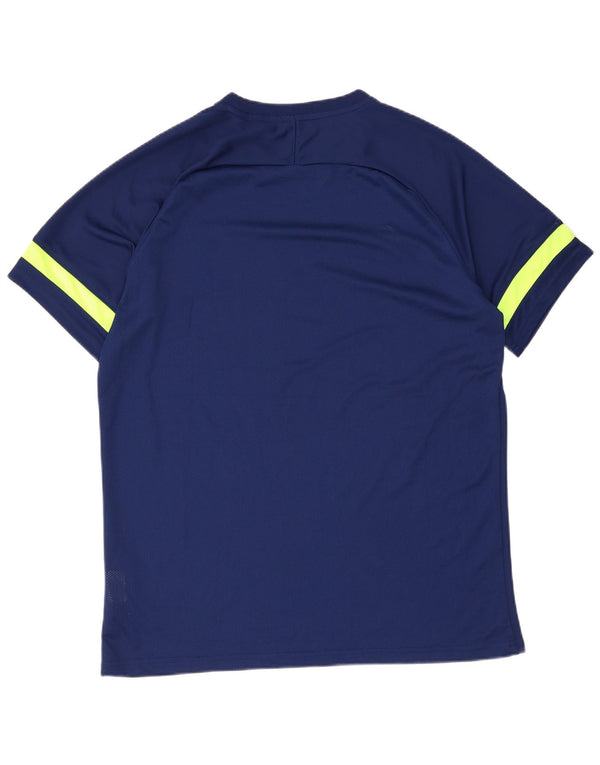 Nike Herren Dri Fit T-Shirt Top XL Marineblaues Colourblock-Polyester