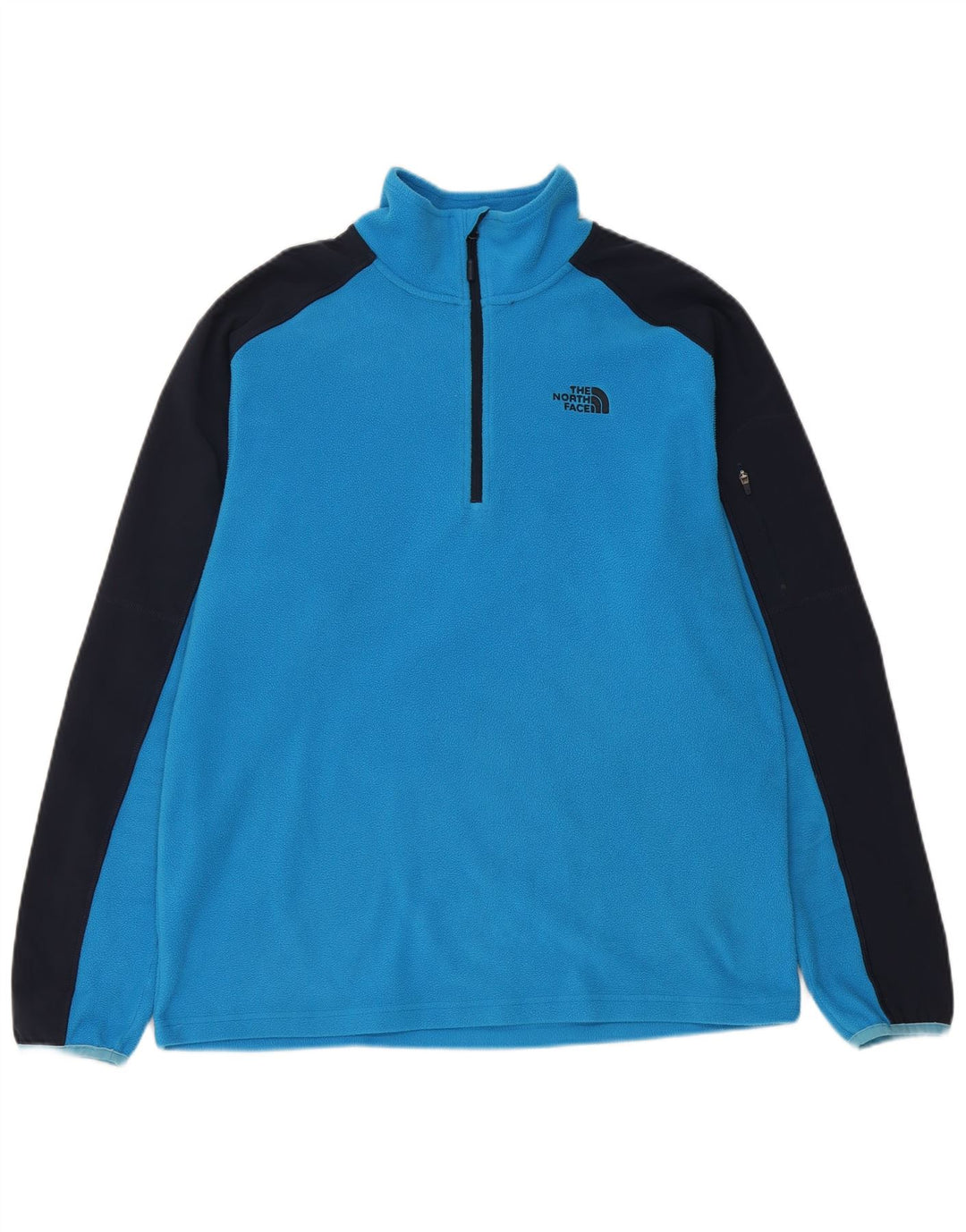 THE NORTH FACE Herren-Fleecepullover mit Reißverschluss am Hals, Mittelblau, Farbblock