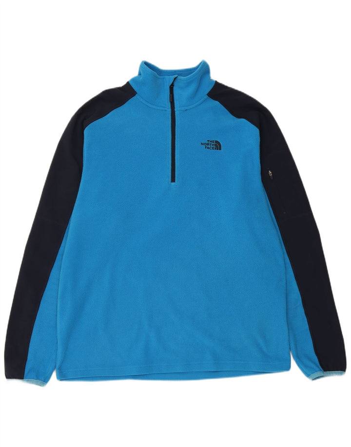 THE NORTH FACE Herren-Fleecepullover mit Reißverschluss am Hals, Mittelblau, Farbblock