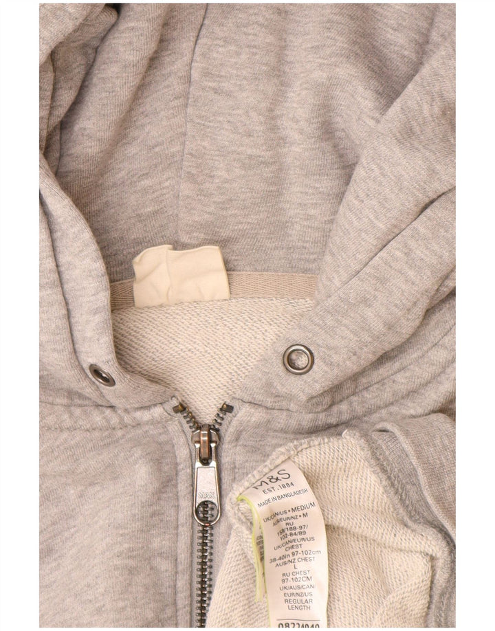 Marks & Spencer Herren-Kapuzenpullover mit Reißverschluss, mittelgrau gesprenkelte Baumwolle