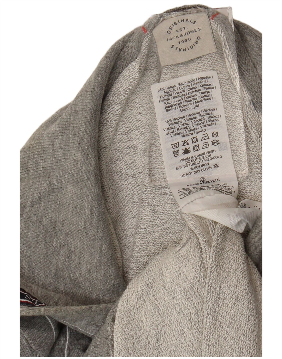 Jack & Jones Herren-Kapuzenpullover, klein, grau gestreift, Baumwolle