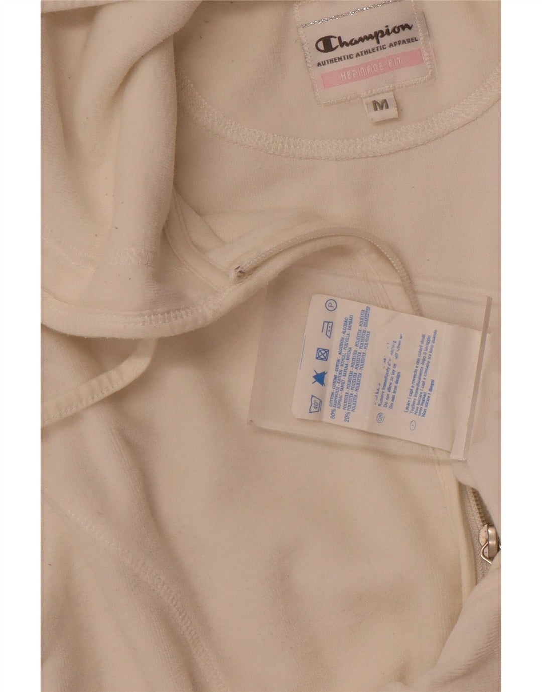 Champion Damen Heritage Fit Zip Hoodie Pullover UK 14 Mittelweiß