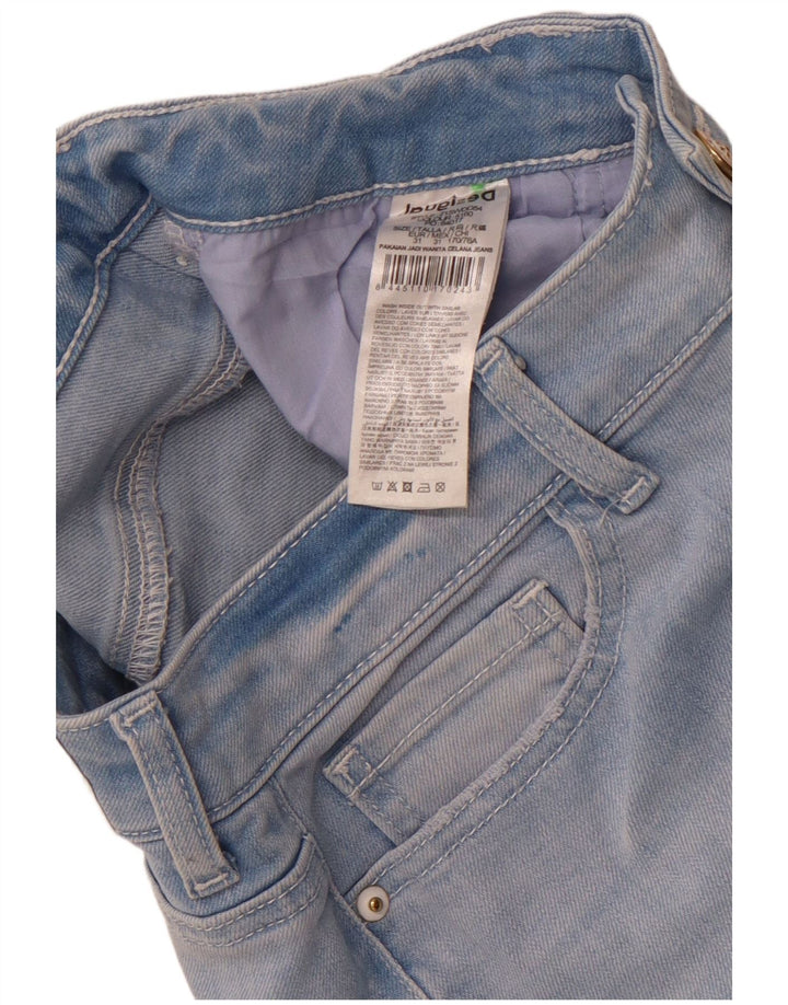 Desigual Damen Slim Jeans W31 L26 Blau geblümte Baumwolle