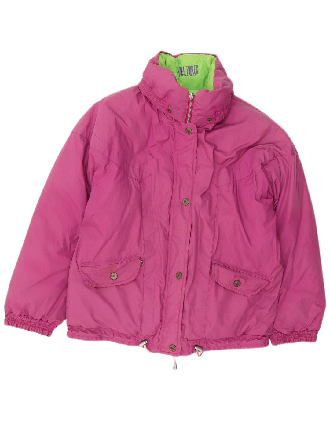 Vintage Damen Reversible gepolsterte Jacke UK 14 große lila Baumwolle