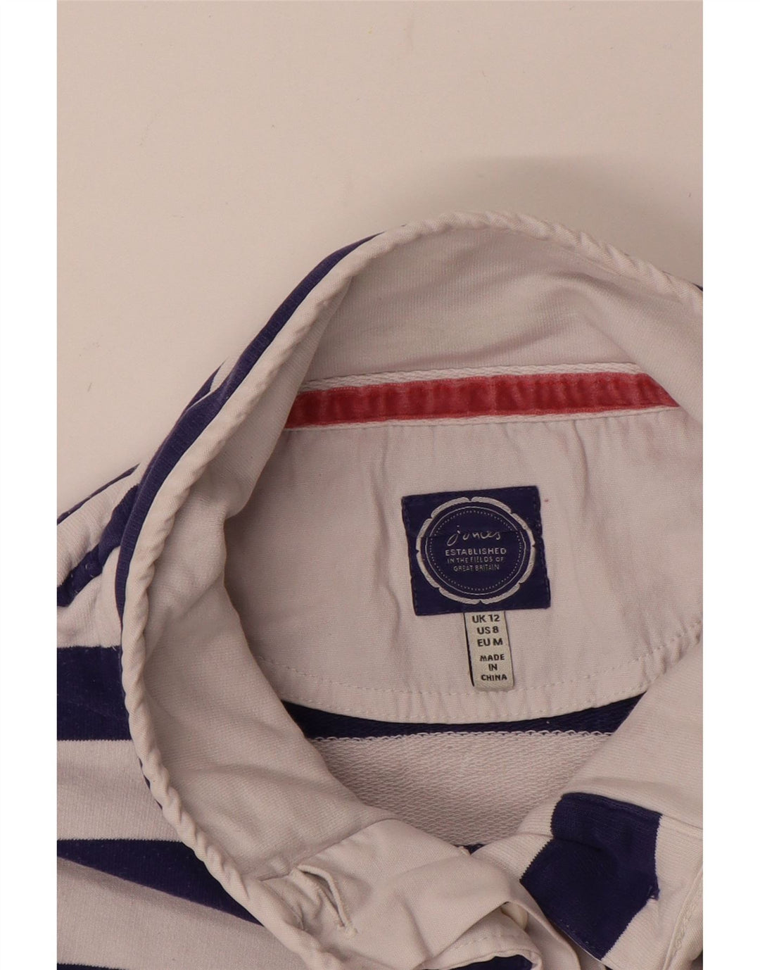 JOULES Damen-Sweatshirtpullover mit Knopfkragen, UK 12, mittelrot gestreift