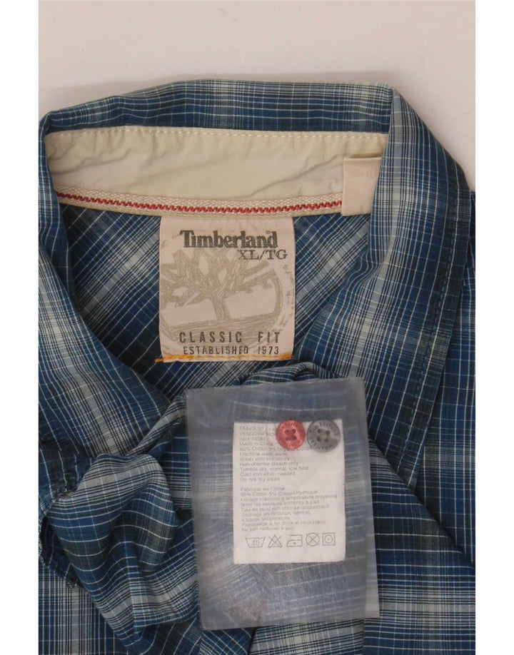 Timberland Herren-Hemd mit klassischer Passform, XL, blau kariert, Baumwolle