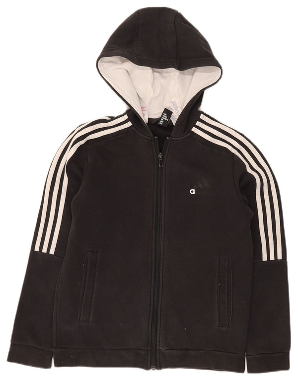 ADIDAS Kapuzenpullover mit Reißverschluss für Jungen, 11–12 Jahre, schwarze Baumwolle