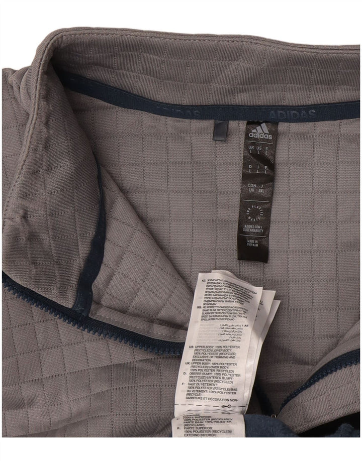 Adidas Herren-Fleecepullover mit Reißverschluss am Hals, groß, marineblaues Polyester
