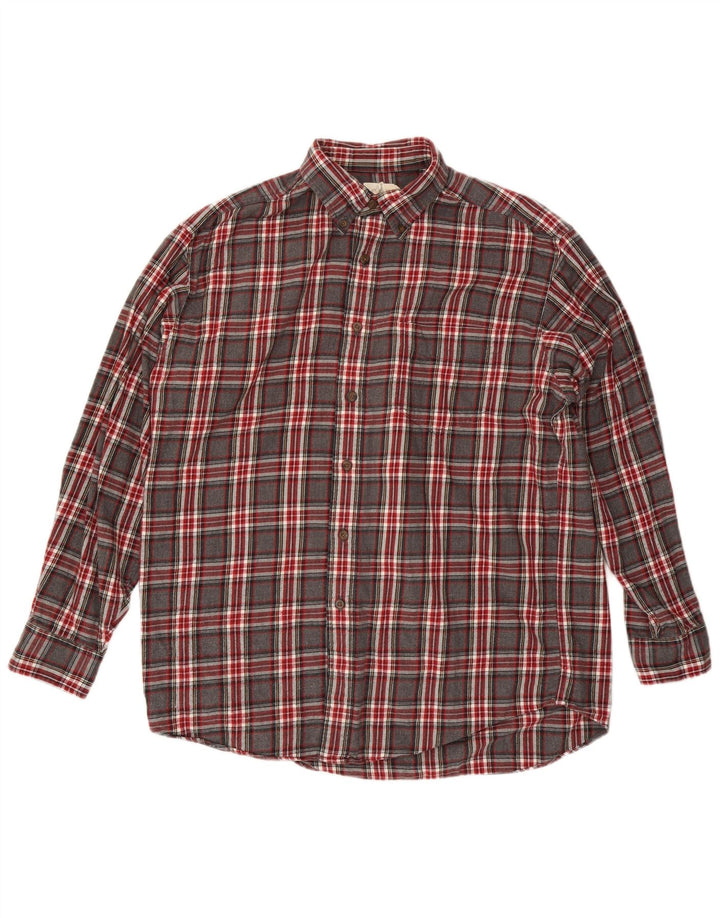 J. Crew Herren-Flanellhemd, groß, grau kariert, Baumwolle