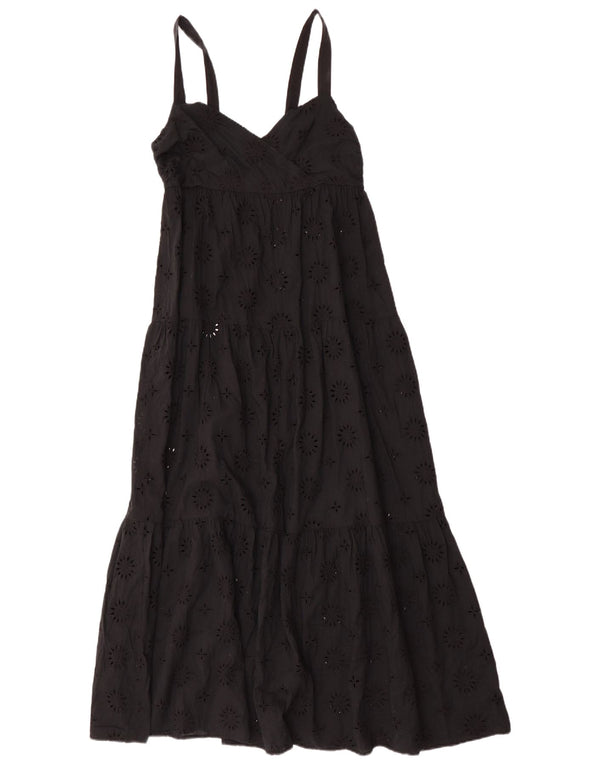 Zara Damen Ärmelloses Maxikleid UK 12 Medium Schwarz