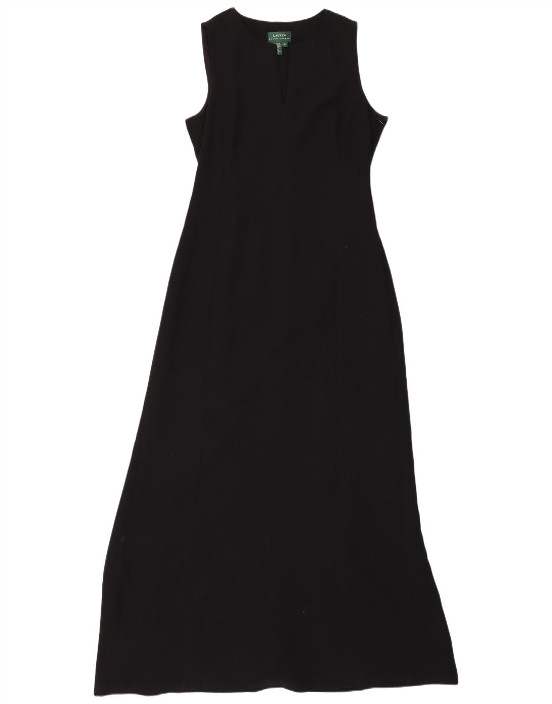 RALPH LAUREN Damen Ärmelloses Maxikleid US 10 Large Schwarz Polyester