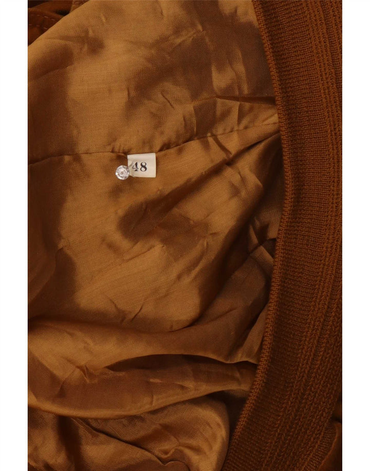 Gara Herren-Bomberjacke aus Wildleder, IT 48, mittelbeigefarbenes Leder