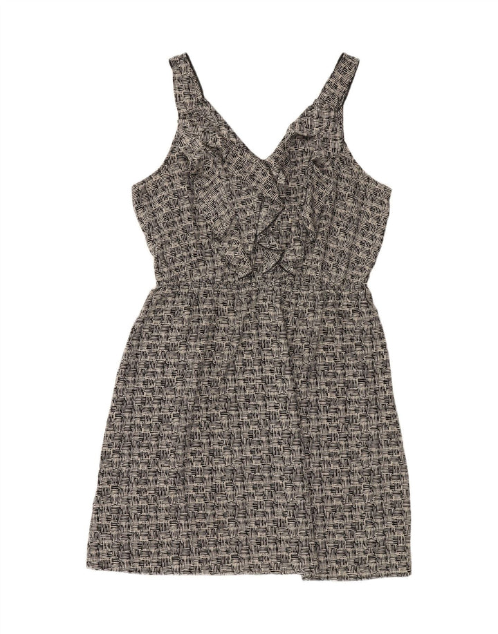 MOSSIMO Womens Ruffle Front Sleeveless A-Line Dress UK 18 XL Grey Check