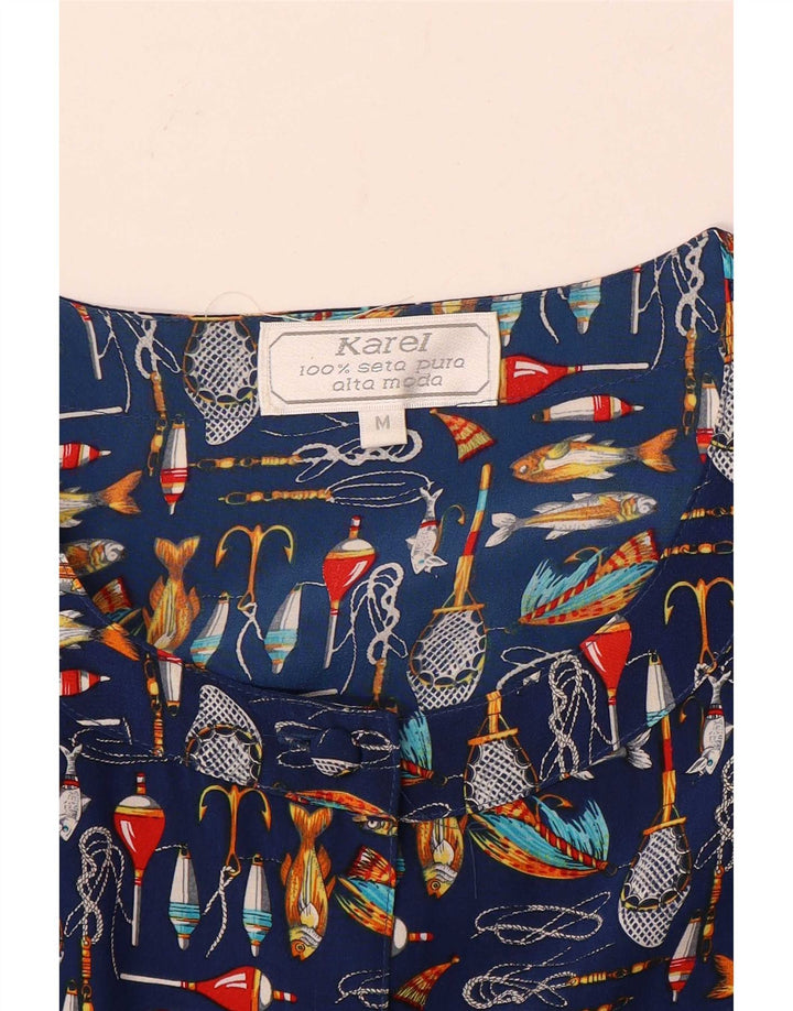 Karel Damen-Hemdkleid mit abstraktem Muster, Gr. 44, mittleres Marineblau