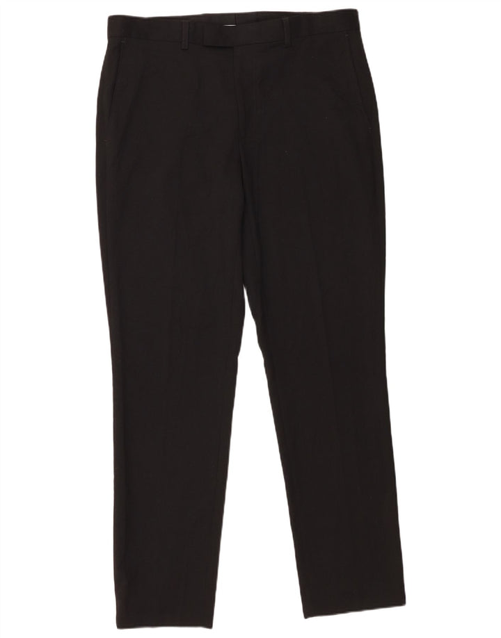 Marks & Spencer Herren Slim Anzughose W34 L31 Schwarz Polyester